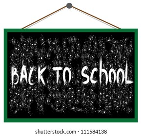 Vector text back to school on the blackboard