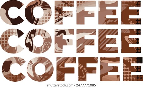 Vector text and background in coffee colors design coffee packaging background for text back view with coffee elements set poster banner vector file design elements