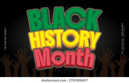 Vector text black history month illustration with editable text effects