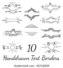 Vector text borders for your business. Ethnic design elements for news title, save the day card, invitation, letter and other crafted messages. Easy editable modern illustration.