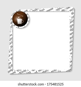 vector text box for any text with cup of coffee