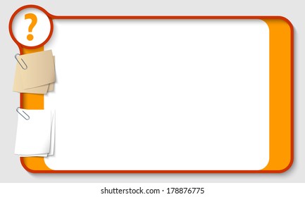 vector text box for any text with two paper clips and question mark