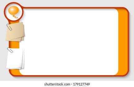 vector text box for any text with two paper clips and speech bubble