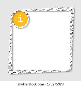 vector text box for any text with yellow info sign