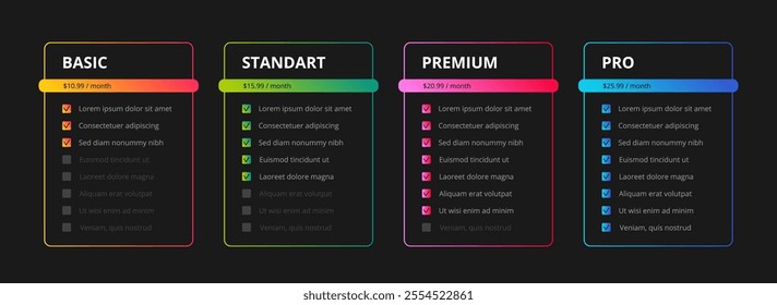 Vector Text Boxes Set. Choose Your Plan Infographic Collection with Place for Your Data. Modern Gradient Design Elements.