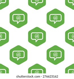 Vector text bubble with at sign in hexagon, repeated on white background