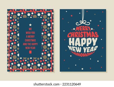 Vector text Christmas ball New Year set of cards