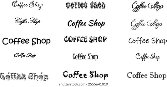 vector text Coffee Shop, illustration,  graphic, vector, design, cup, mug, vintage, cafe, sign, sketch, lettering, 