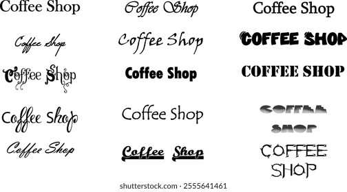 vector text Coffee Shop, illustration,  graphic, vector, design, cup, mug, vintage, cafe, sign, sketch, lettering, 