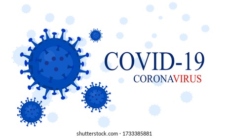 vector text COVID-19Coronavirus on a white background containing bacteria, the concept of spreading the blue virus