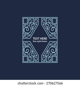 Vector text decoration. Line style frame. Art deco style.