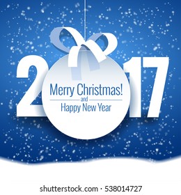 Vector text Design 2017. Happy new year template greeting card.