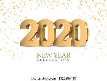 Vector text Design 2020. gold numbers. Happy new year template greeting card.