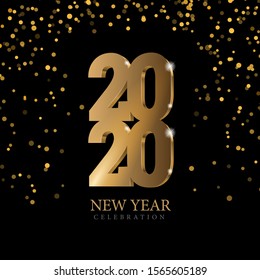 Vector text Design 2020. gold 3d numbers. Happy new year template greeting card.