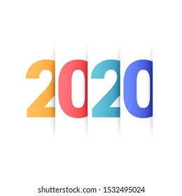 Vector text Design 2020. Happy new year template greeting card.