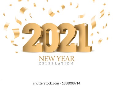 Vector text Design 2021. gold 3d numbers. Happy new year template greeting card.