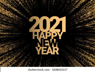 Vector text Design 2021. gold 3d numbers. Happy new year template greeting card.