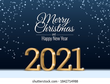 Vector text Design 2021. gold 3d numbers. Happy new year template greeting card.