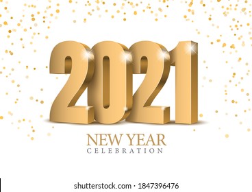 Vector text Design 2021. gold 3d numbers. Happy new year template greeting card.