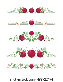 Vector text dividers with apple seed and leaves 