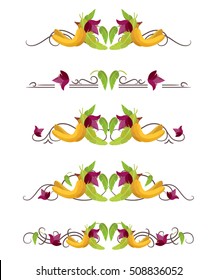 Vector text dividers with bananas and flower