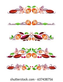 Vector text dividers with cacao and flowers