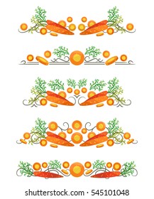 Vector text dividers with carrot and slices in origami style