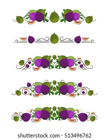 Vector text dividers with figs and leaves