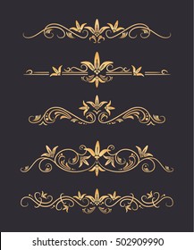 Vector text dividers with gold lilies