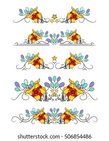 Vector text dividers with hand-drawn present and balloons