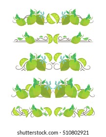 Vector text dividers with lime and flower