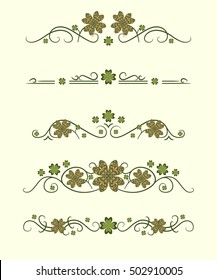 Vector text dividers with lucky clover