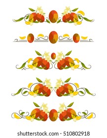 Vector text dividers with mango and flower