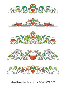 Vector text dividers with multicolor set wild tourism