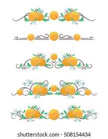 Vector text dividers with orange and flowers