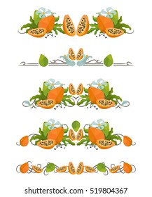 Vector text dividers with papaya and flower