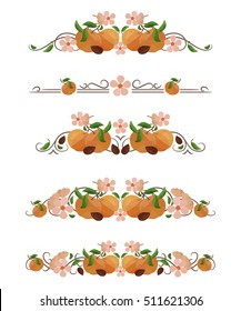 Vector text dividers with peach, flower and seed
