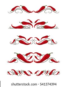 Vector text dividers with pepper chili in origami style