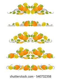 Vector text dividers with persimmon and flower