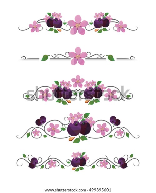 Vector text dividers with\
plum blossom