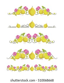 Vector text dividers with quince and flower