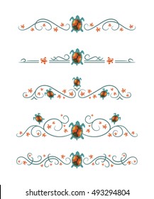 Vector text dividers with turtles and starfish