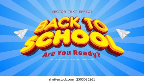 Vector text effect back to school with 3D style 02