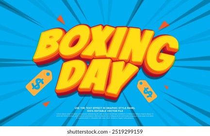 Vector text effect boxing day sale with comic style background. Special offer boxing day background vector design illustration