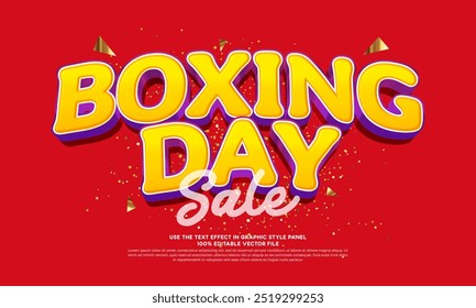 Vector text effect boxing day on red background. Special offer boxing day background vector design illustration