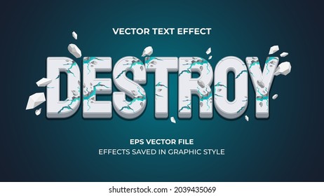 vector text effect. the concept of cracking and scattering. eps file