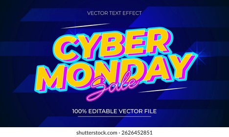 Vector text effect cyber Monday with modern background