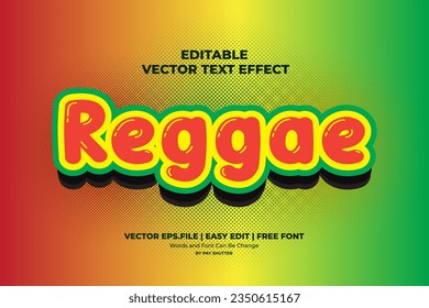 Reggae editable de efecto de texto del vector