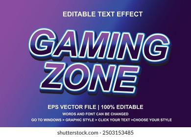 Fuente editable de la zona de juego del efecto de texto del Vector