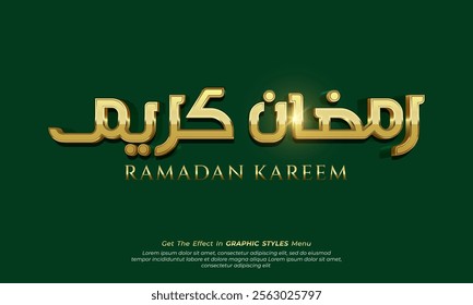 Vector text effect on golden arabic calligraphy writing ramadan kareem with 3d style